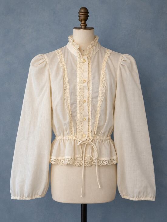 Vintage Tops - Vintage 1970s Byer California Ivory Lace Prairie Blouse | Small